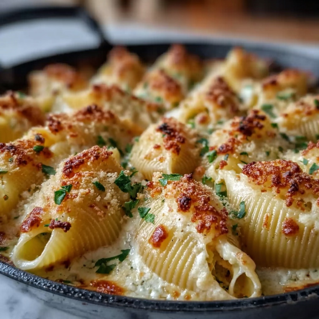 Garlic Butter Chicken Alfredo Stuffed Shells Recipe - Recipe Image