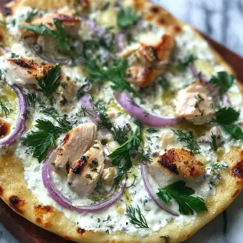 Tzatziki Chicken Naan Pizza Recipe - Recipe Image