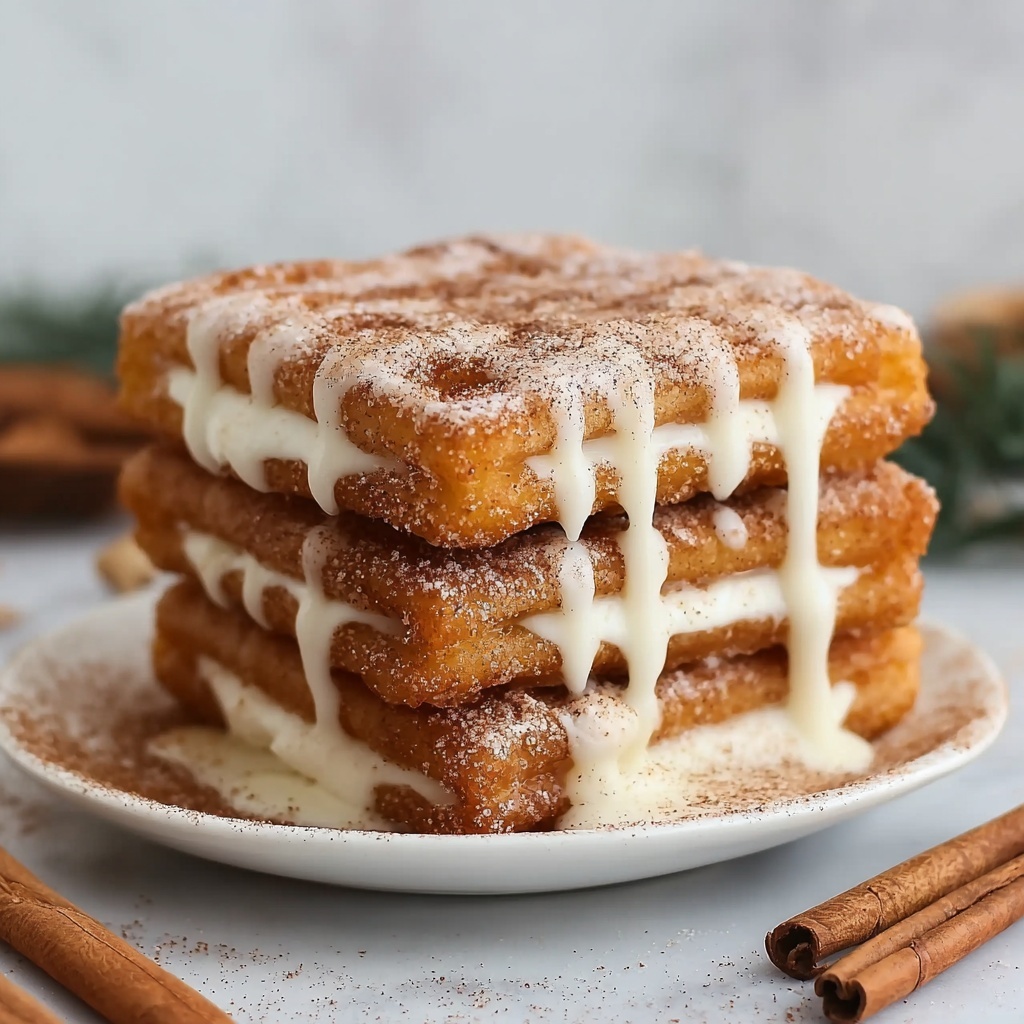 Churro Cinnamon Sugar French Toast with Cream Cheese Icing Recipe - Recipe Image