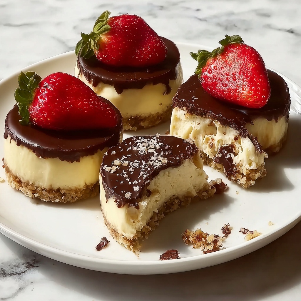 Mini Cheesecakes with Chocolate-Covered Strawberries Recipe - Recipe Image