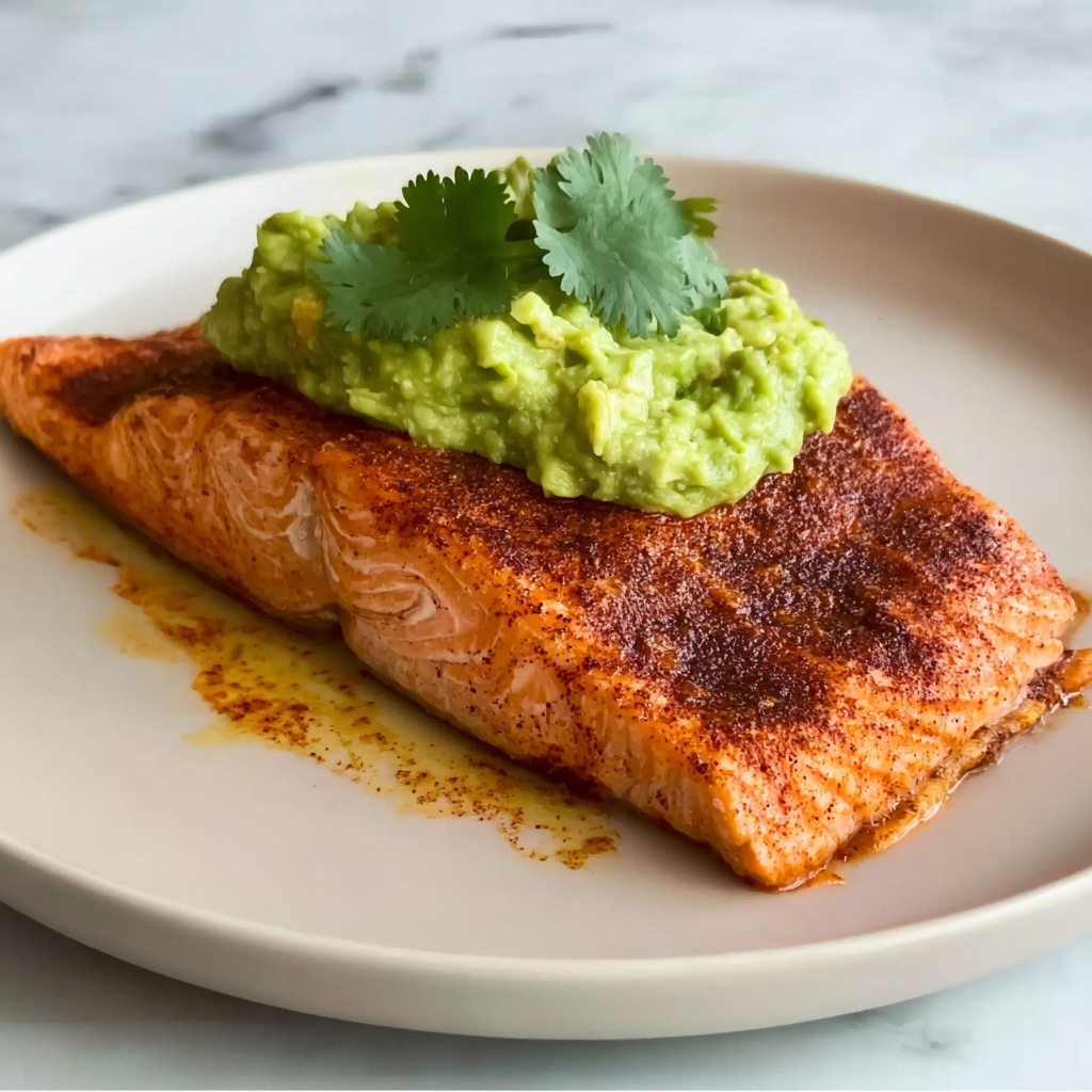 Baked Cajun Salmon with Avocado Sauce Recipe - Recipe Image