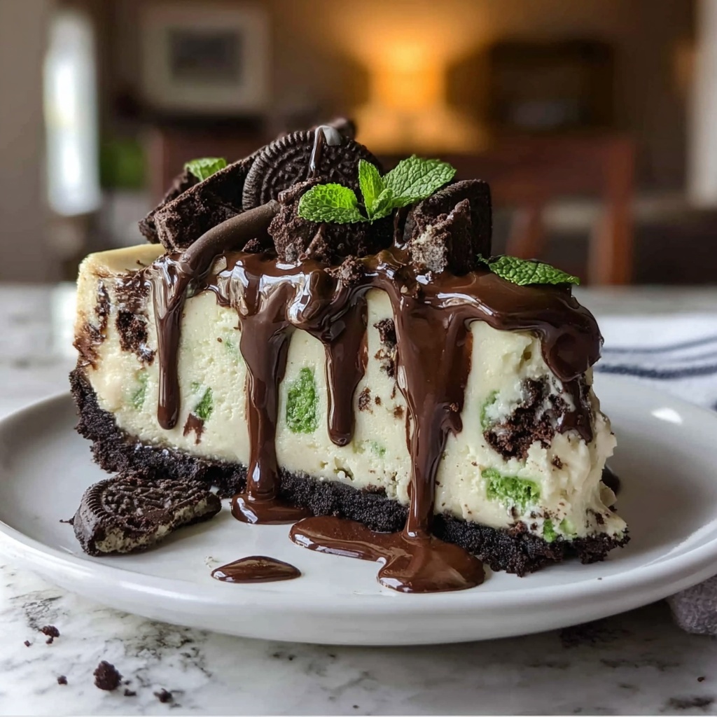 Mint Chocolate Fudge Cheesecake Cake Recipe - Recipe Image