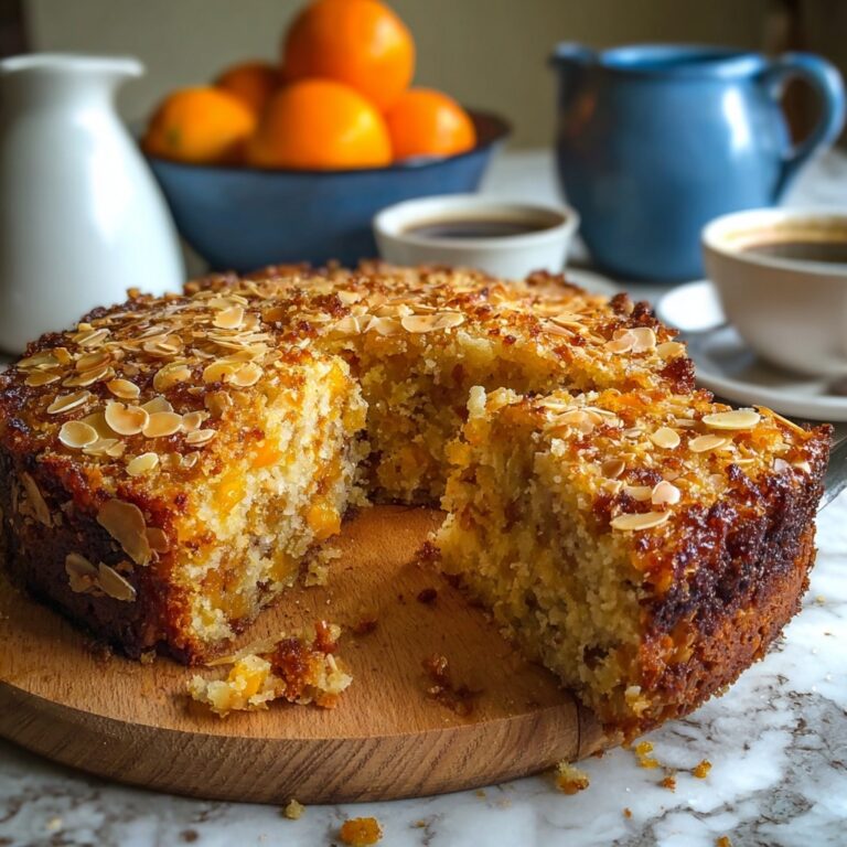 Sticky Orange Apricot Date Cake with Almond Crunch Recipe