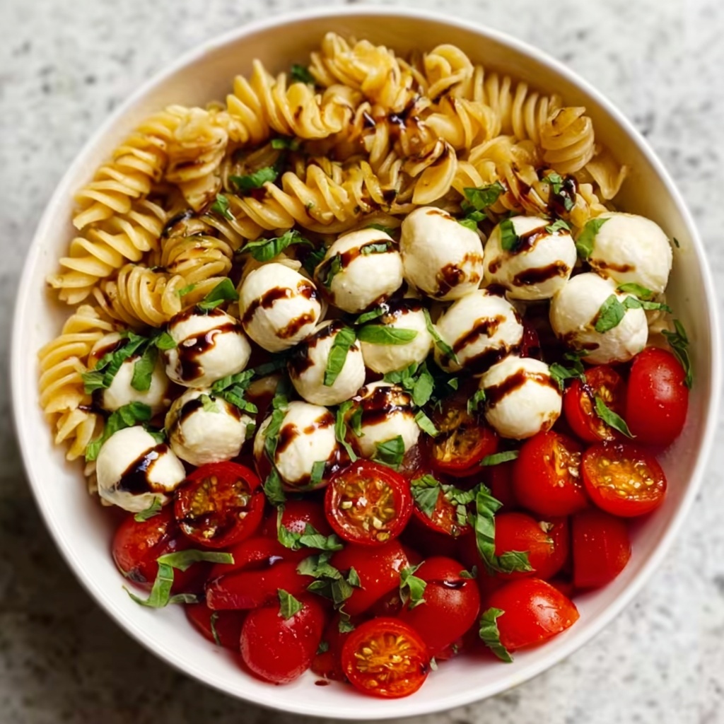 Caprese Pasta Salad with Balsamic Glaze Recipe - Recipe Image