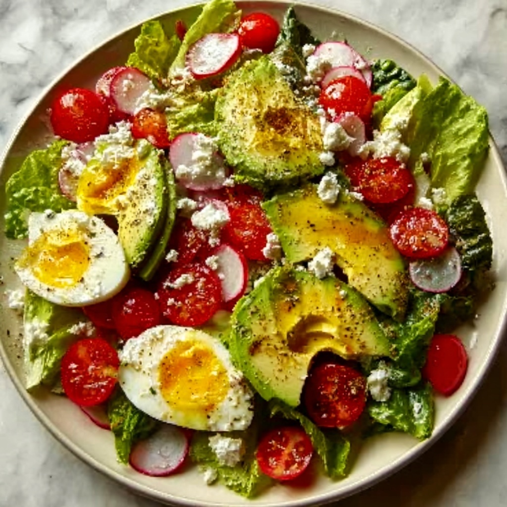 Easter Garden Salad with Feta, Hard-Boiled Eggs, and Fresh Fruits Recipe - Recipe Image