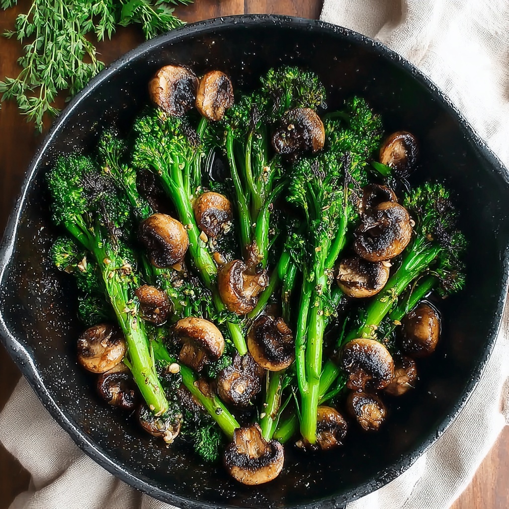 Roasted Broccolini with Mushrooms in Balsamic Sauce Recipe - Recipe Image