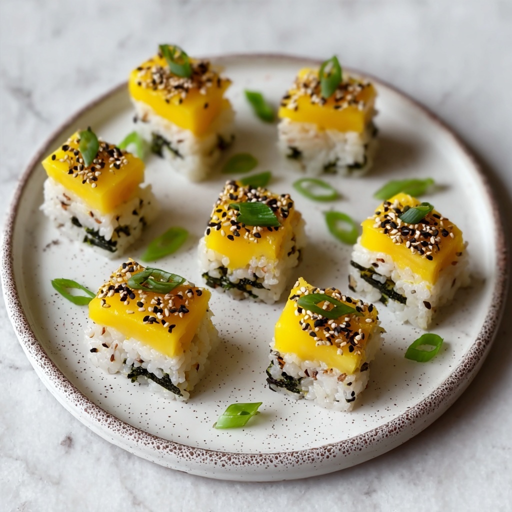 Swicy Mango Crispy Rice Sushi with Spicy Gochujang Mayo Recipe - Recipe Image