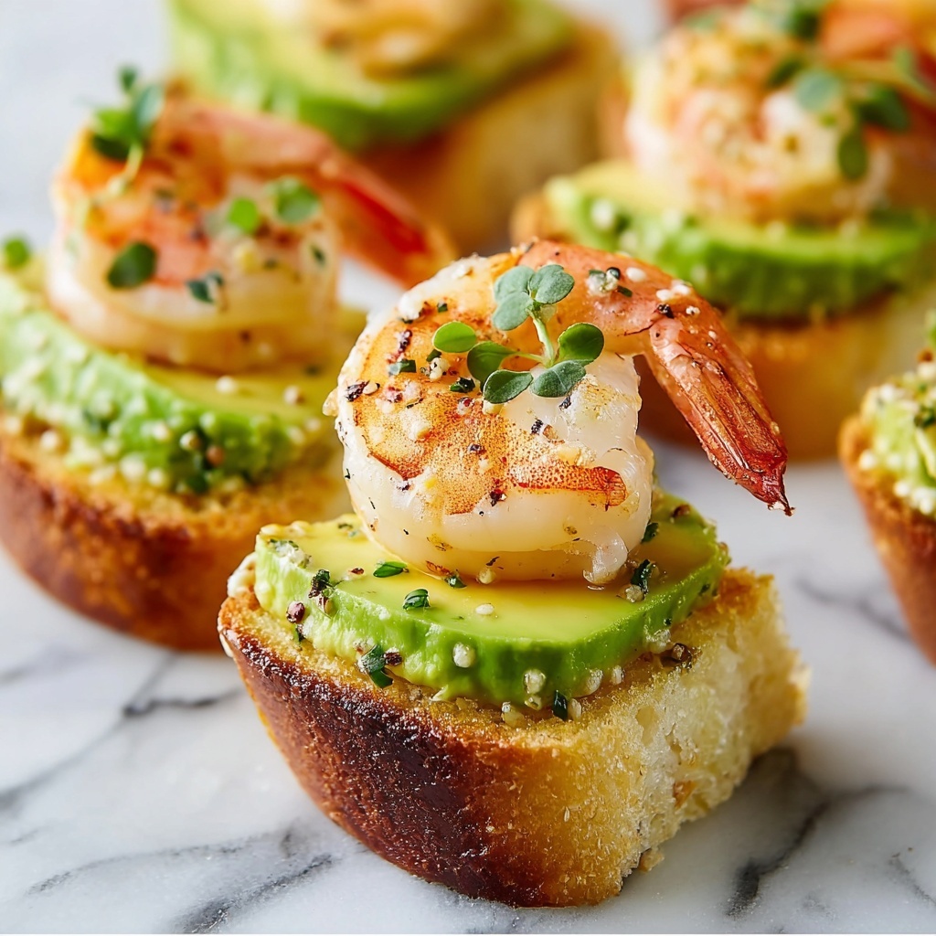 Garlic Shrimp Crostini with Avocado Recipe - Recipe Image