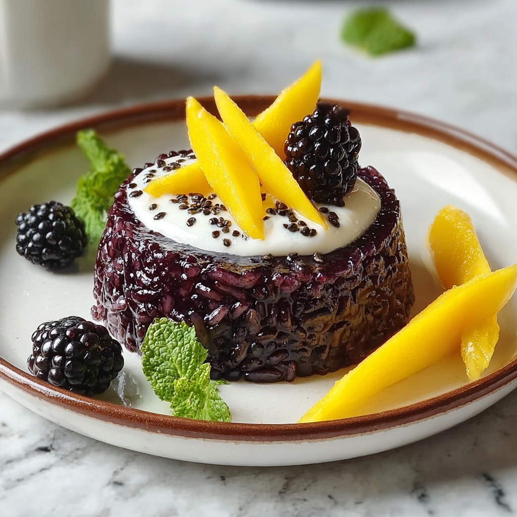 Creamy Black Rice Pudding with Mango and Coconut Recipe - Recipe Image