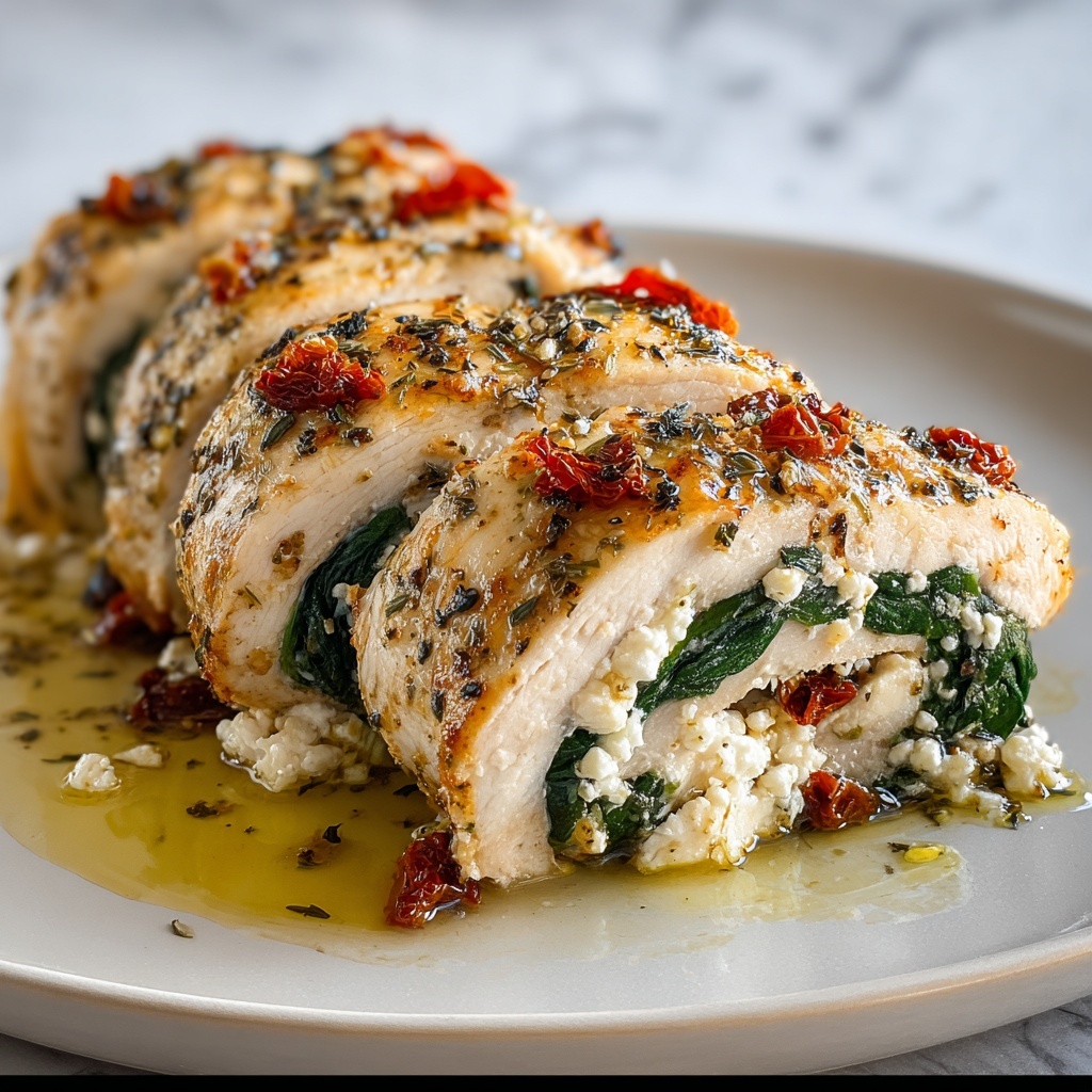 Rolled Chicken with Feta, Spinach, and Sun-Dried Tomatoes Recipe - Recipe Image