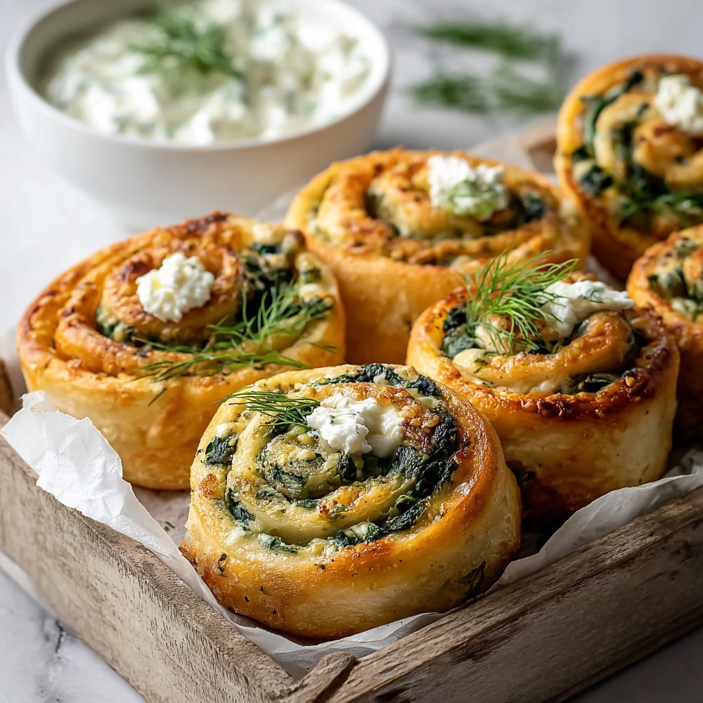 Spinach and Feta Puff Pastry Rolls Recipe - Recipe Image