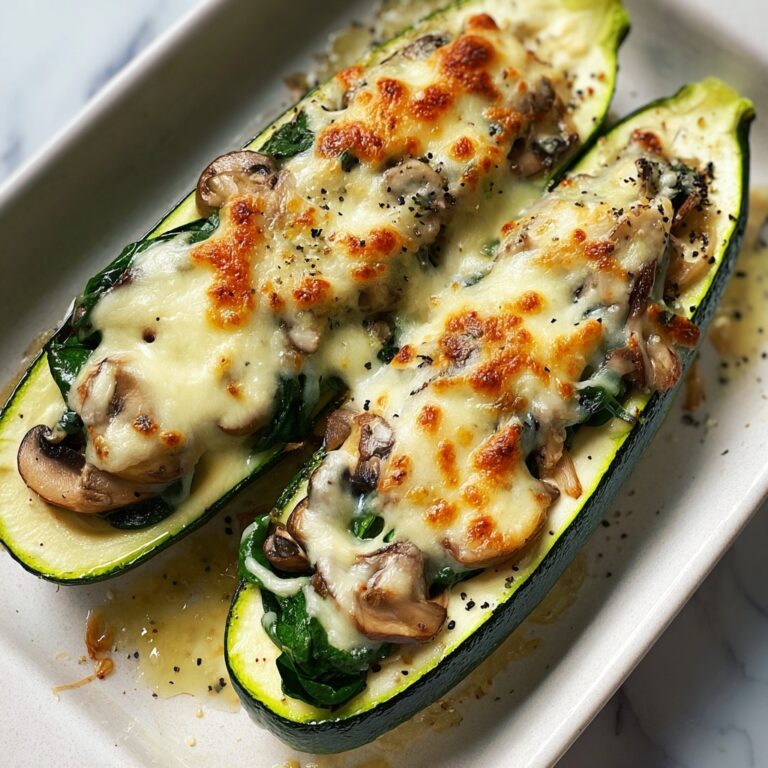 Spinach, Mushroom, and Ricotta Stuffed Zucchini Recipe