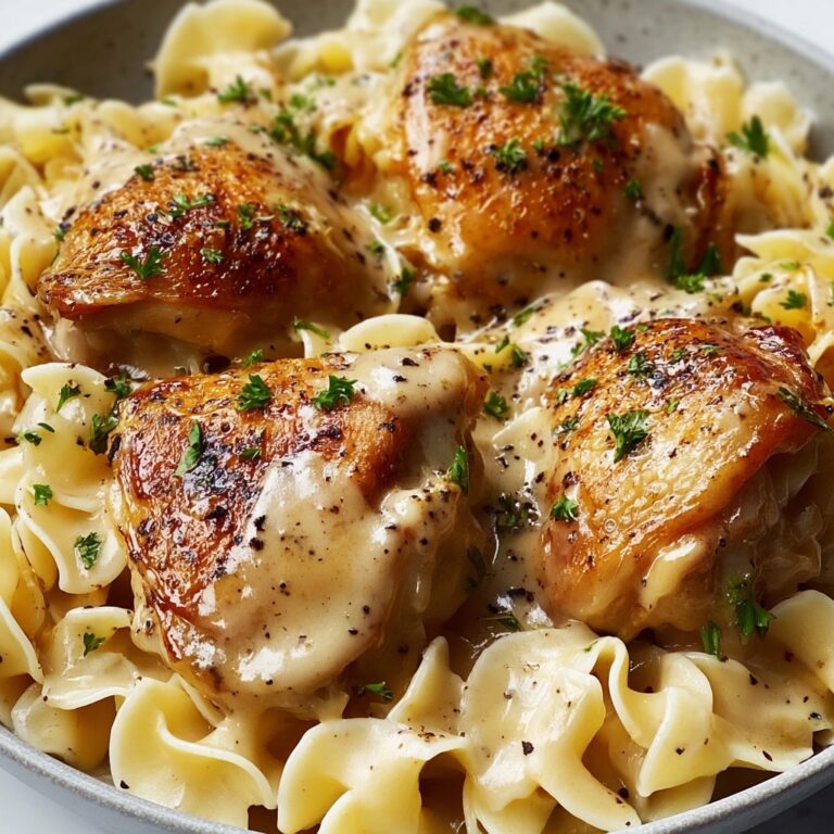 One-Pan Creamy Garlic Butter Chicken with Egg Noodles Recipe