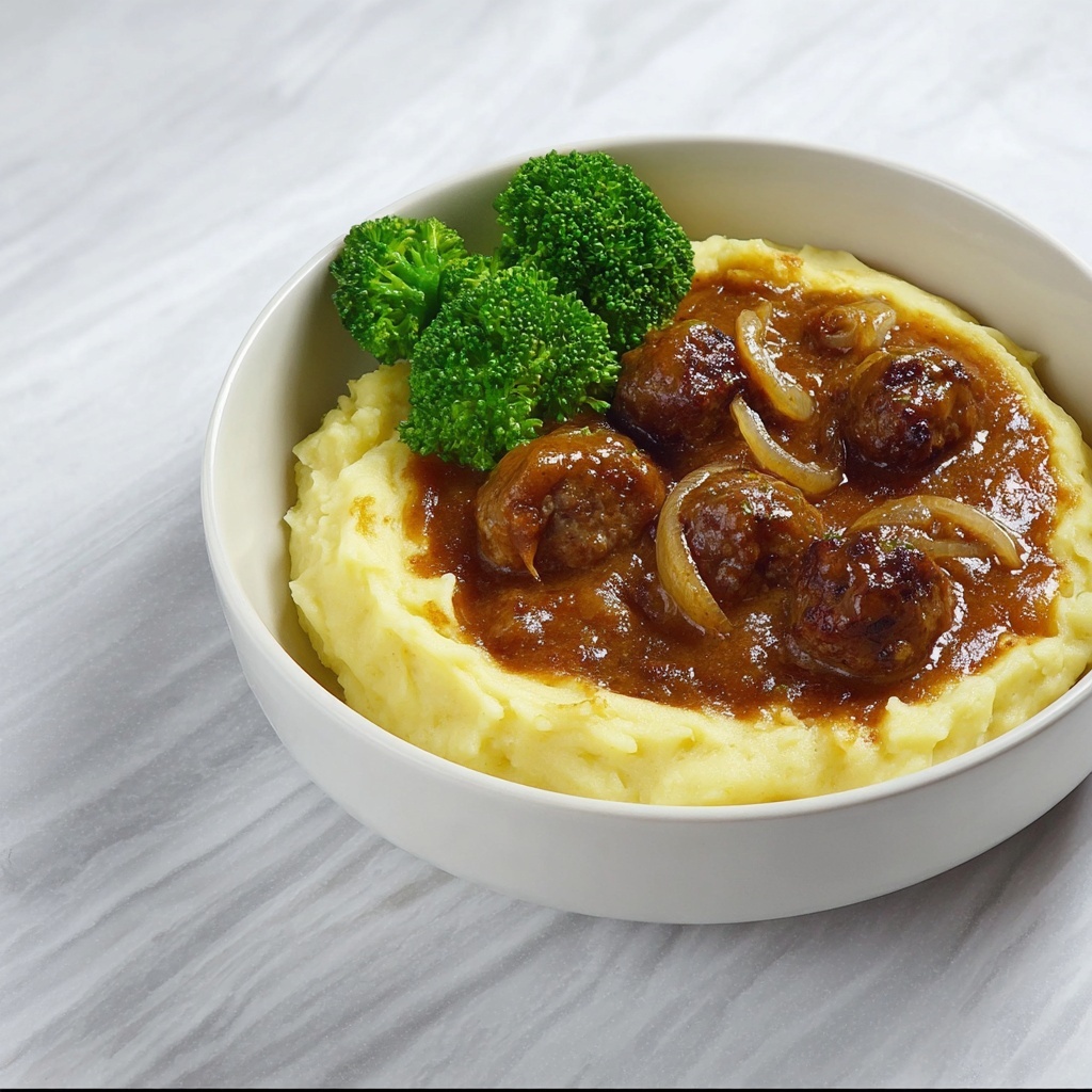 Salisbury Meatballs with Creamy Mashed Potatoes Recipe - Recipe Image
