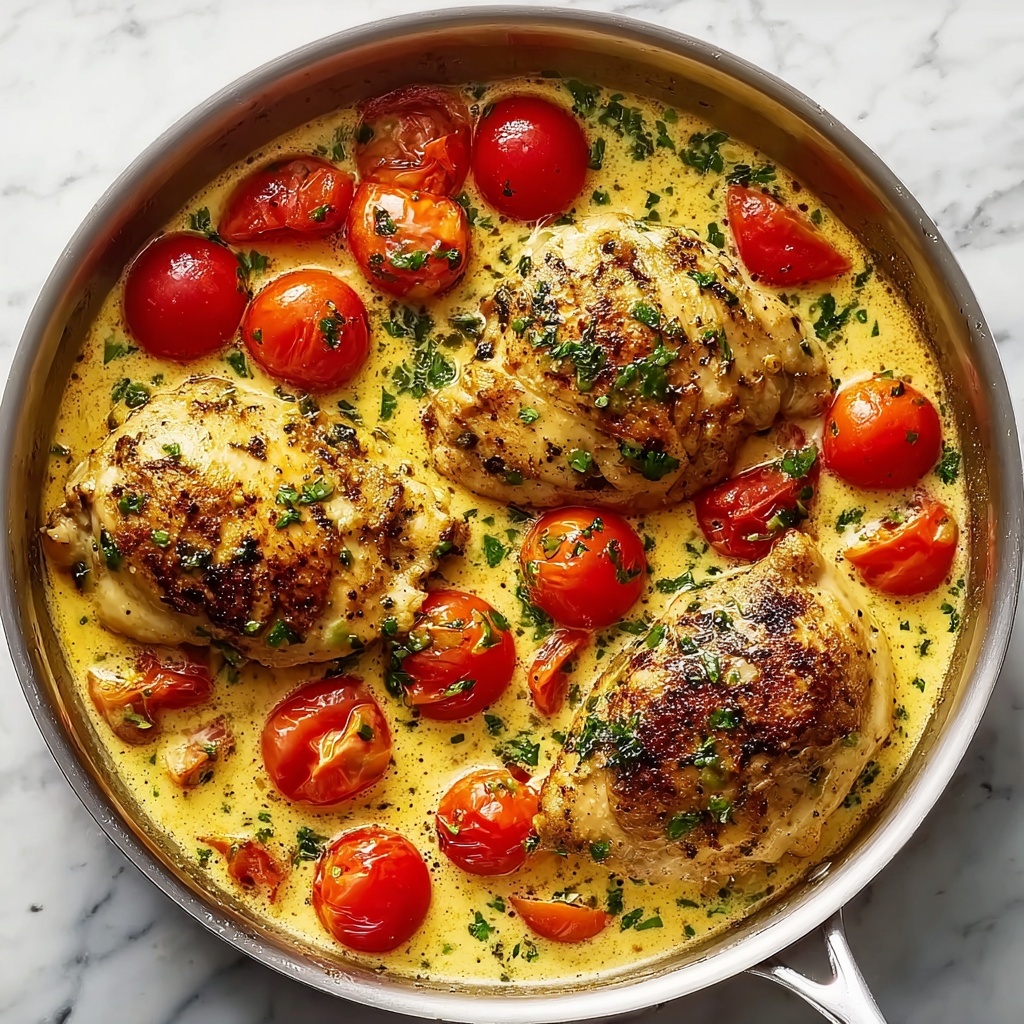 Creamy Pesto Chicken with Roasted Tomatoes Recipe - Recipe Image