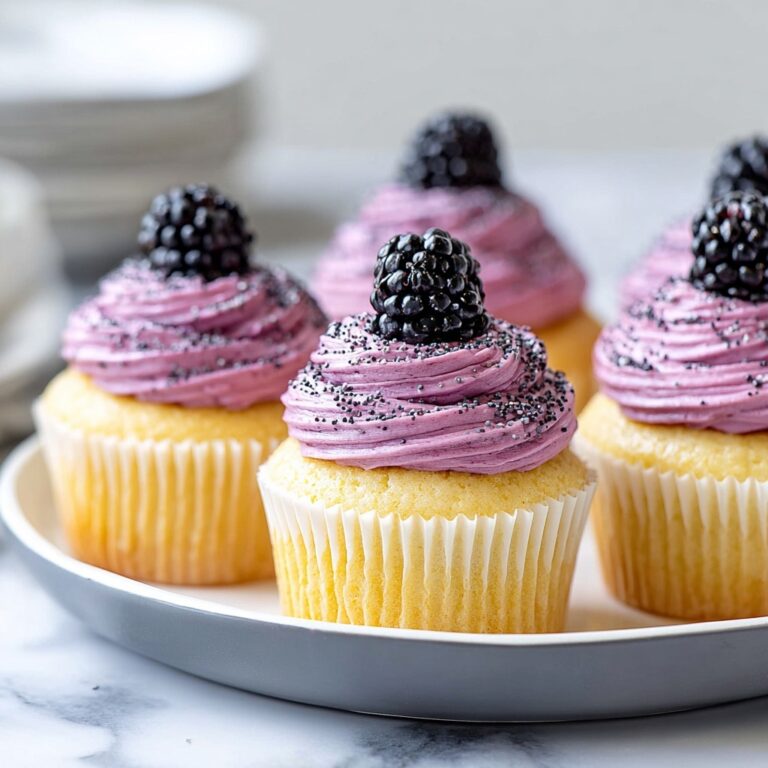 Lemon Poppy Seed Cupcakes with Blackberry Frosting Recipe