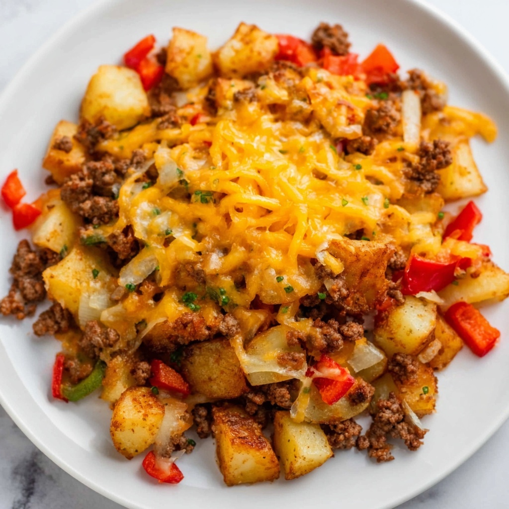 Loaded Breakfast Hash with Sausage, Ham, Vegetables, and Cheddar Recipe - Recipe Image