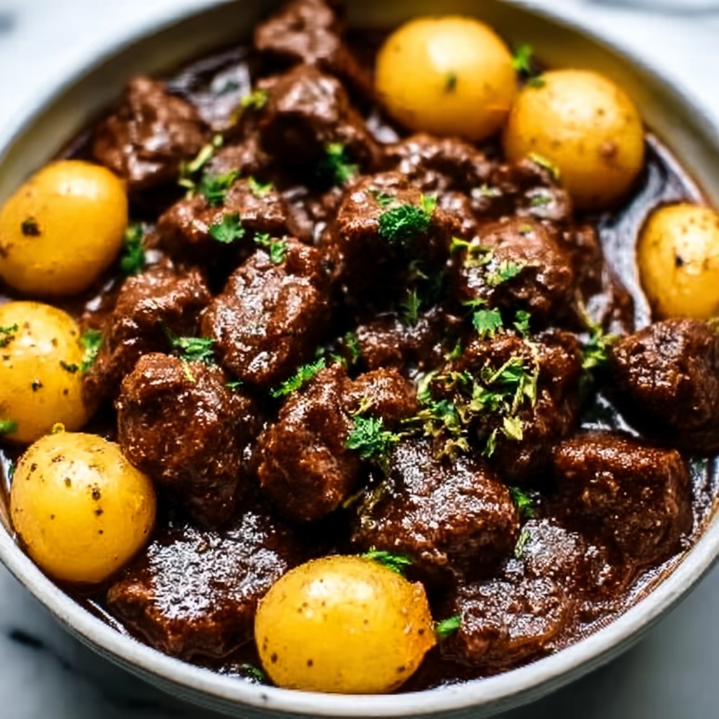 Slow Cooker Garlic Butter Beef Bites & Potatoes Recipe - Recipe Image