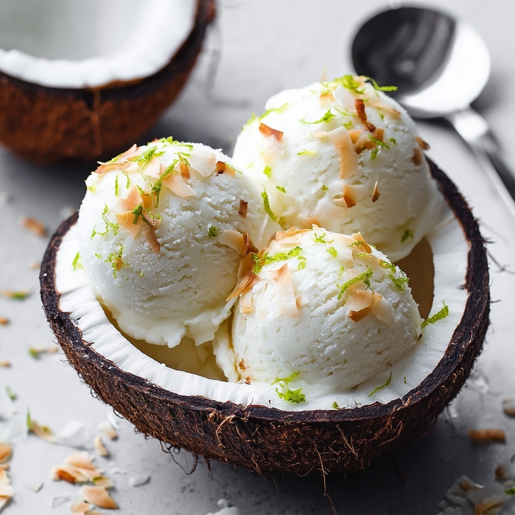 Coconut Lime Sorbet with Toasted Coconut Flakes Recipe - Recipe Image