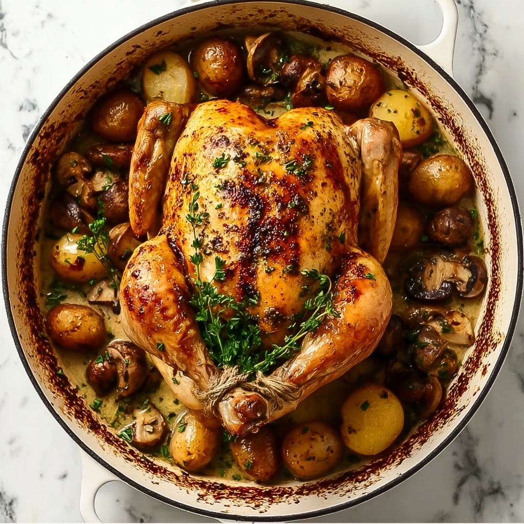 Creamy Lemon and Herb Pot Roasted Chicken Recipe - Recipe Image