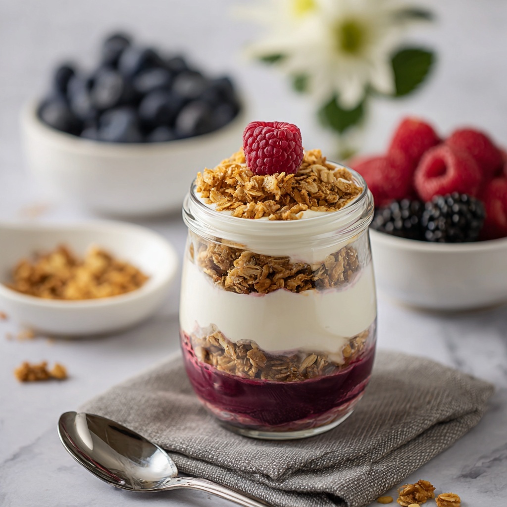 Vegan Breakfast Parfait with Yogurt and Granola Recipe - Recipe Image