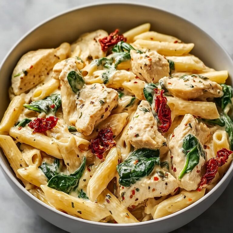 One-Pot Creamy Garlic Tuscan Chicken Pasta Recipe