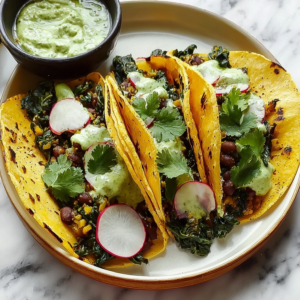Smoky Beans and Greens Tacos with Aji Verde Recipe - Recipe Image