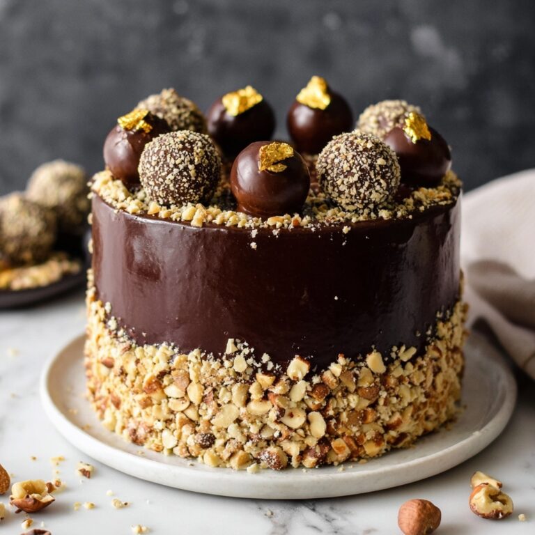 Vegan Ferrero Rocher Cake with Hazelnut and Chocolate Ganache Recipe