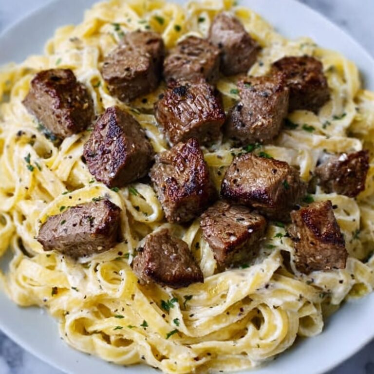 Garlic Butter Steak Bites with Creamy Parmesan Pasta Recipe