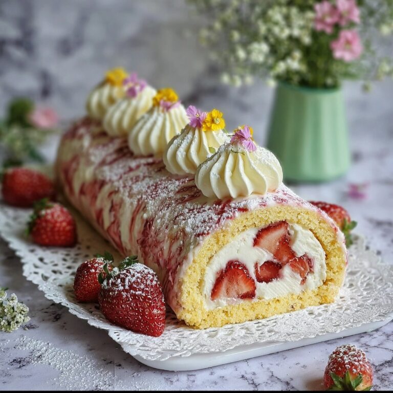 Strawberry Cream Swiss Roll Cake Recipe