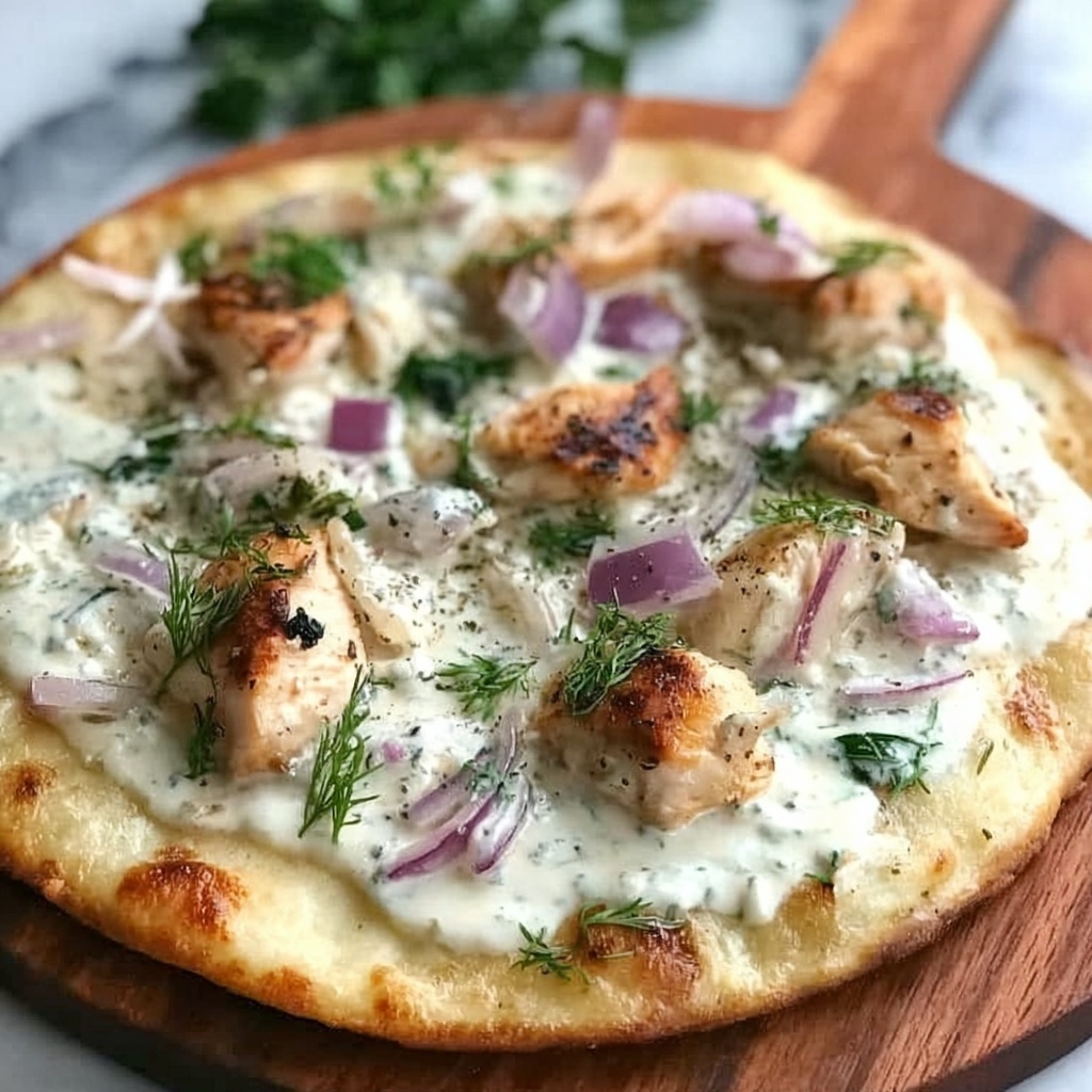 Tzatziki Chicken Naan Pizza Recipe - Recipe Image