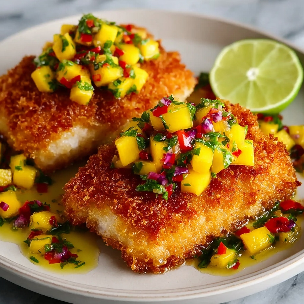 Coconut Crusted Fish with Mango Salsa Recipe - Recipe Image