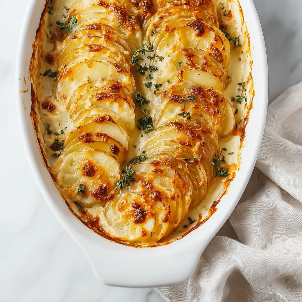 Creamy Scalloped Potatoes with Crispy Cheese Edges Recipe - Recipe Image
