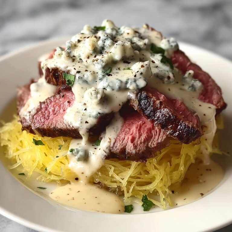 Steak Gorgonzola Alfredo Spaghetti Squash Recipe