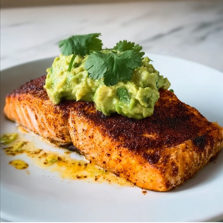Baked Cajun Salmon with Avocado Sauce Recipe