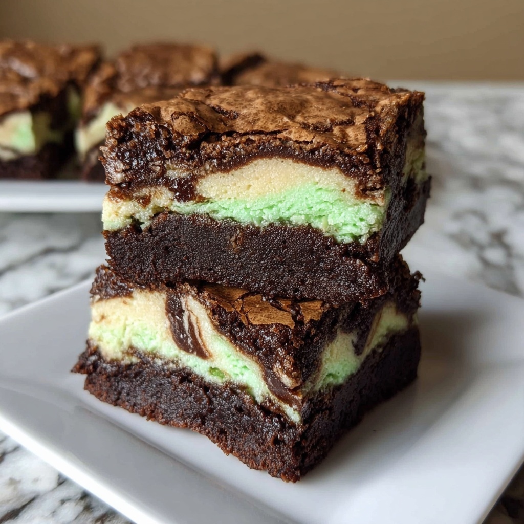 Fudgy Mint Chocolate Chip Cheesecake Swirl Brownies Recipe - Recipe Image