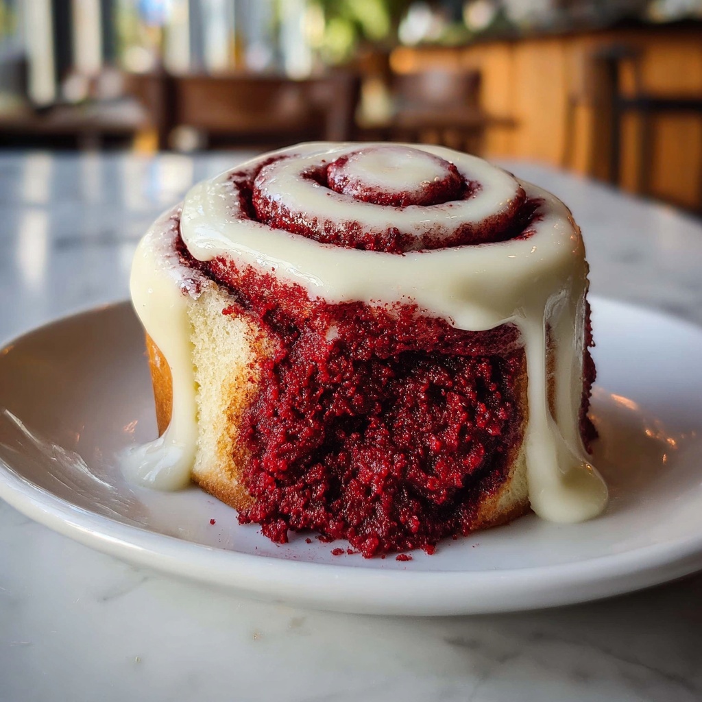 Red Velvet Cinnamon Rolls with Cream Cheese Icing Recipe - Recipe Image