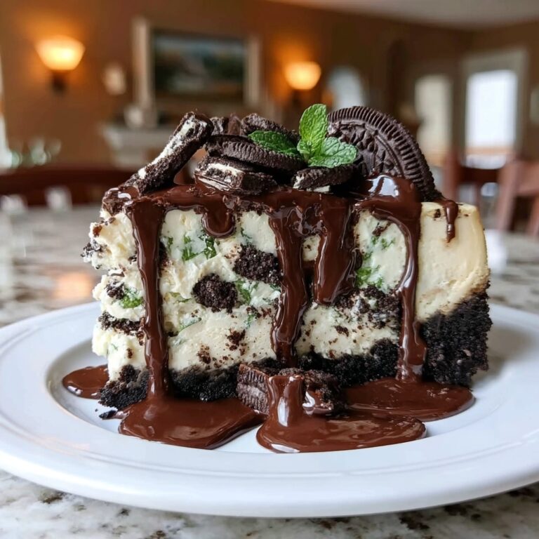 Mint Chocolate Fudge Cheesecake Cake Recipe