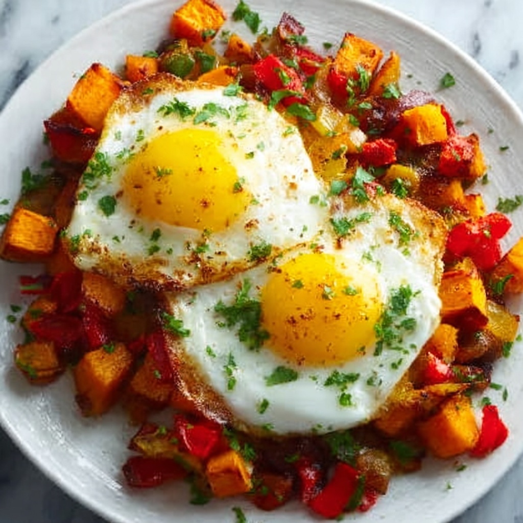 Sweet Potato Hash with Eggs and Bell Peppers Recipe - Recipe Image