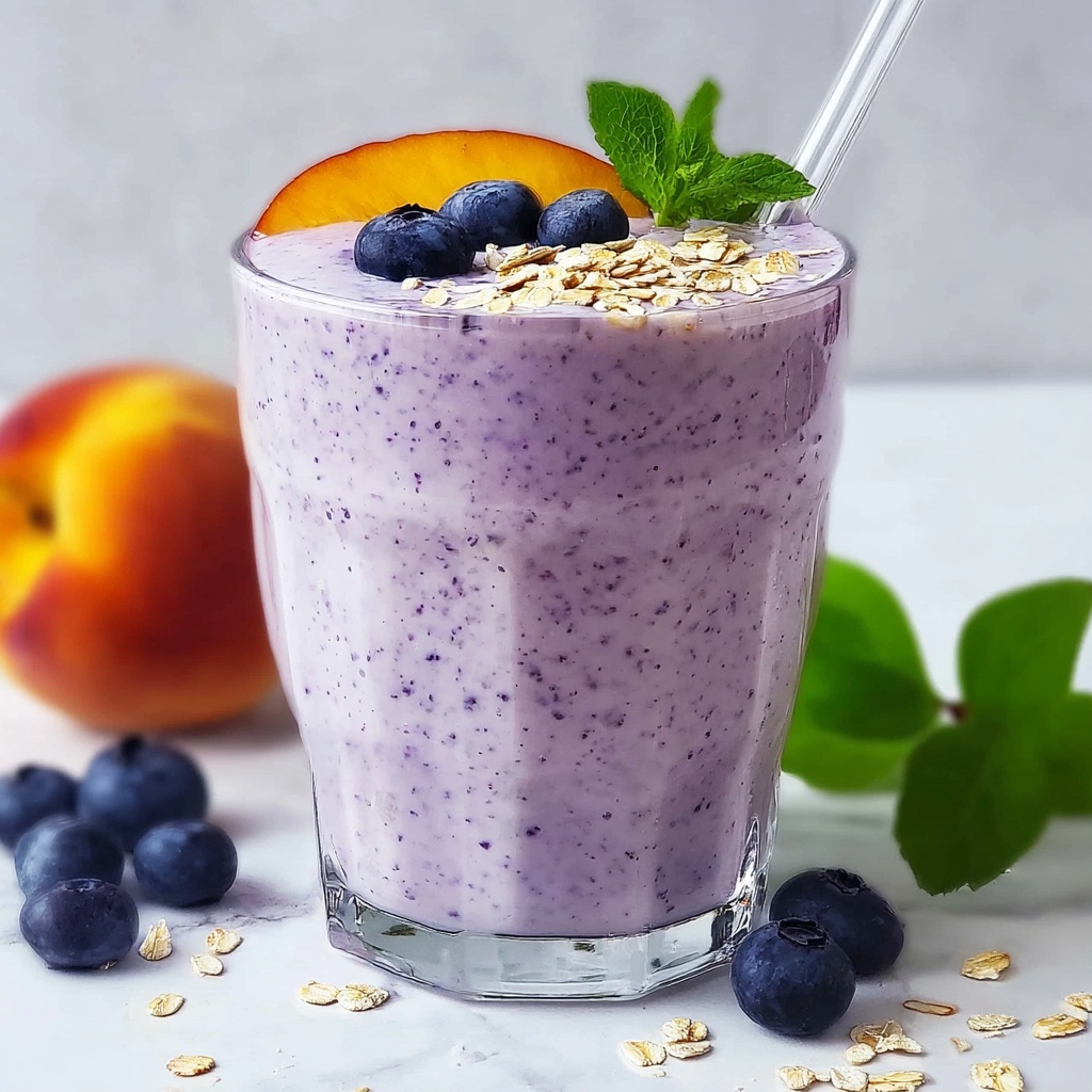 Creamy Peach Blueberry Smoothie to Brighten Your Day Recipe - Recipe Image