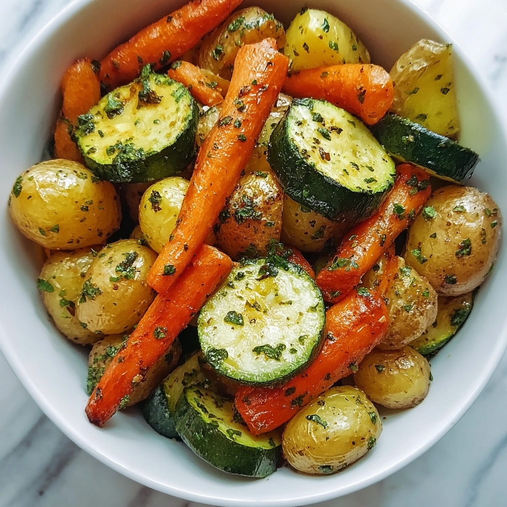 Garlic Herb Roasted Potatoes, Carrots, and Zucchini Recipe - Recipe Image