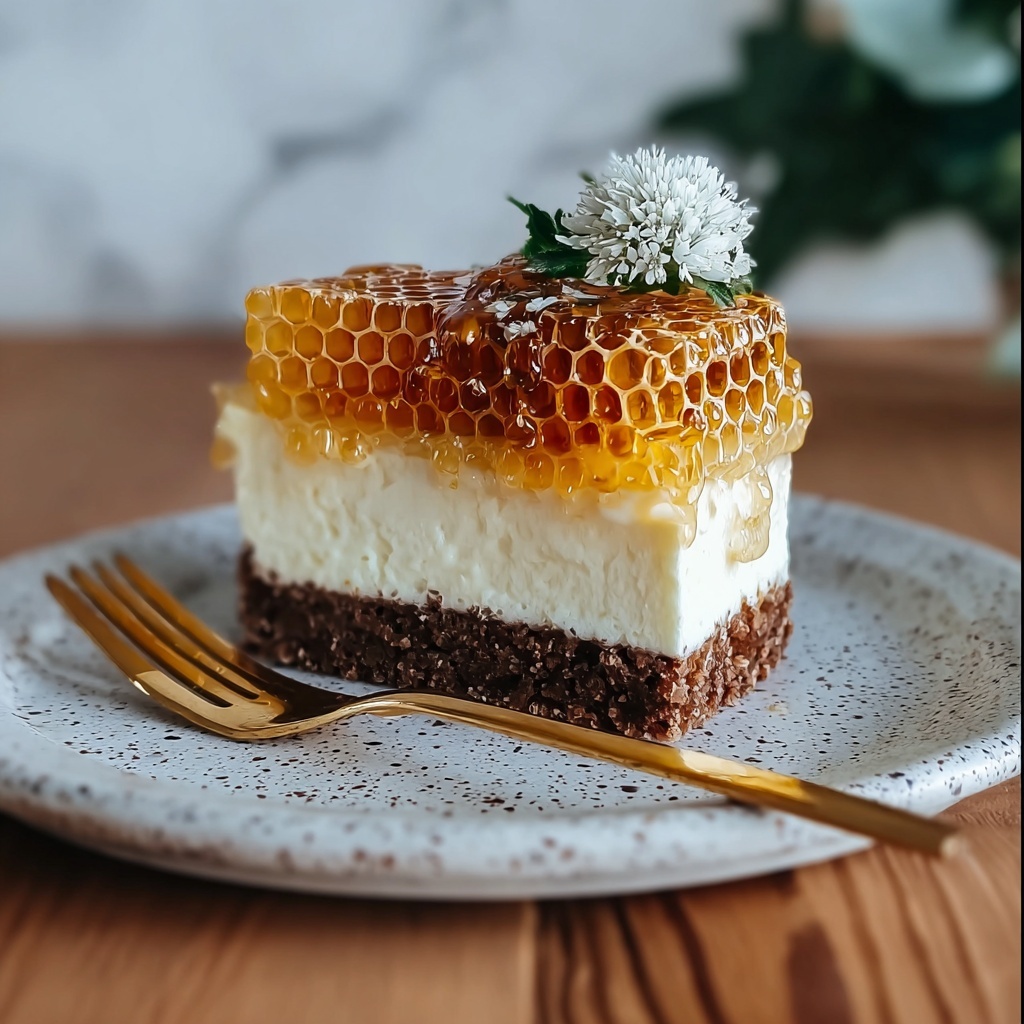Vegan Cheesecake with Honeycomb and Lavender Topping Recipe - Recipe Image