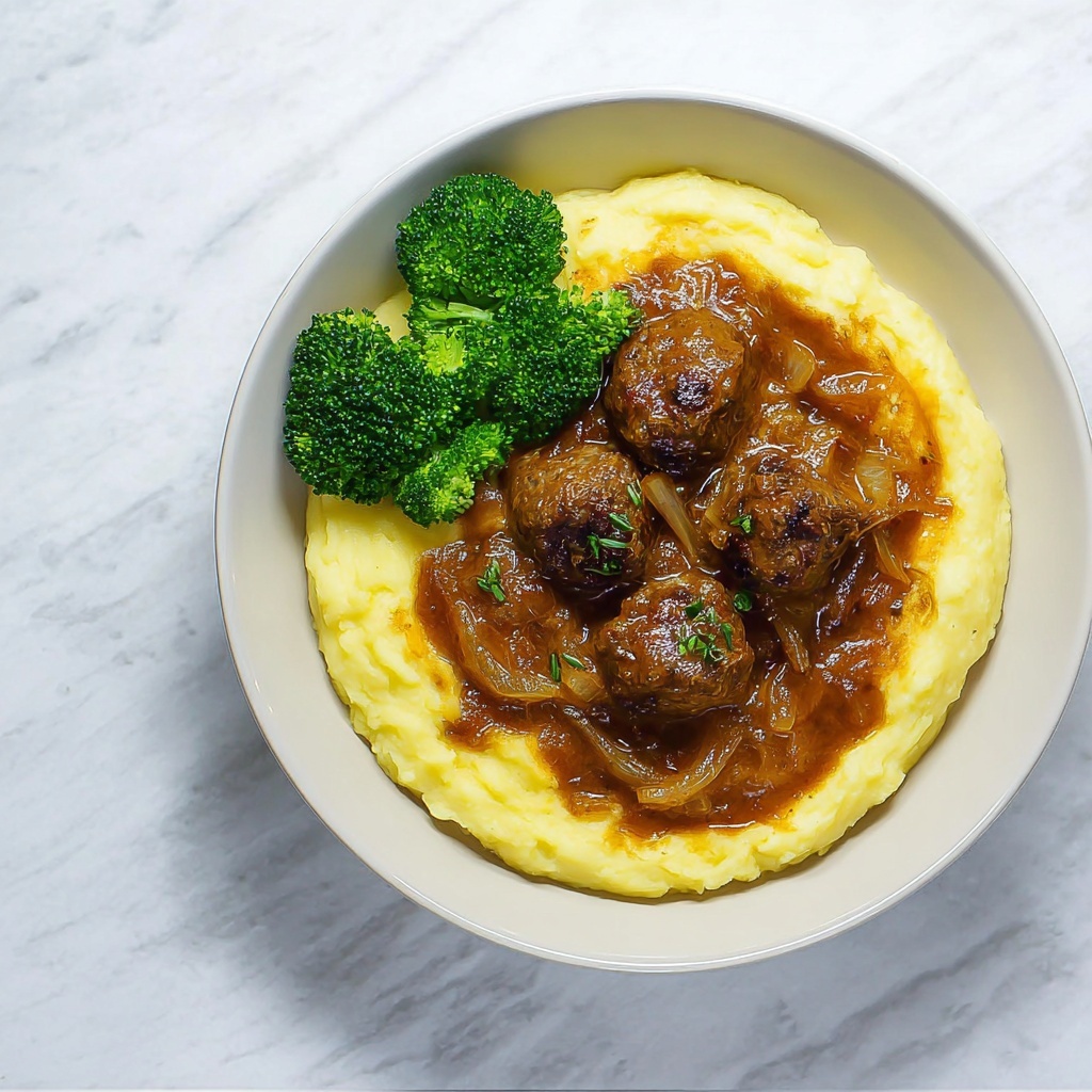 Salisbury Meatballs with Creamy Mashed Potatoes Recipe - Recipe Image