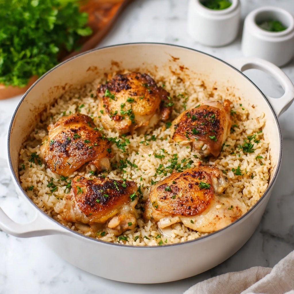 One Pot Chicken Thighs and Rice Recipe - Recipe Image