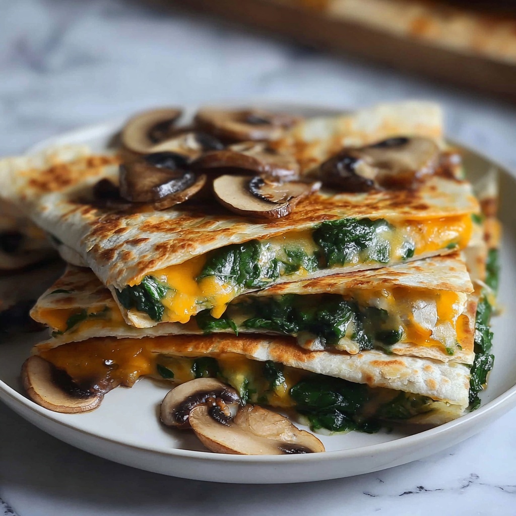 Baked Spinach Mushroom Quesadillas Recipe - Recipe Image