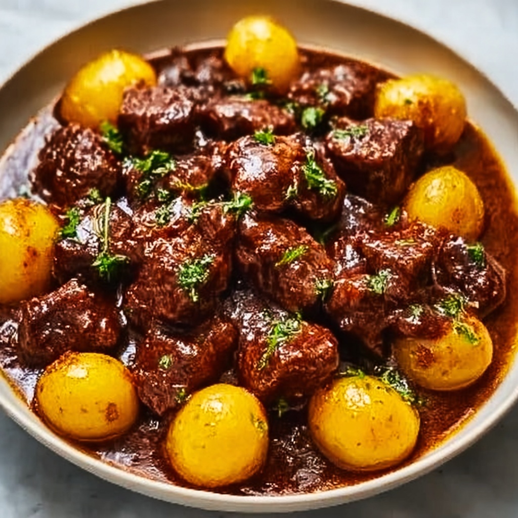 Slow Cooker Garlic Butter Beef Bites & Potatoes Recipe - Recipe Image