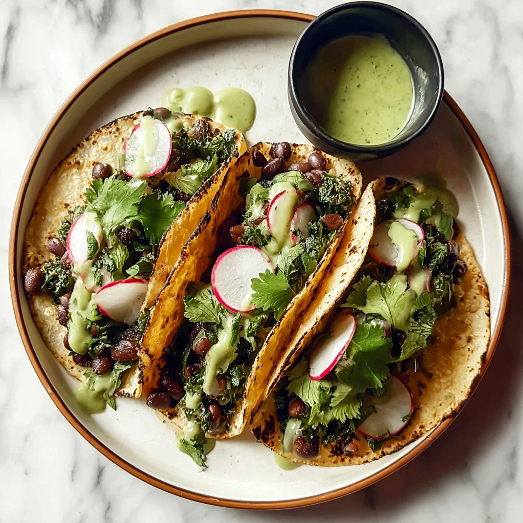 Smoky Beans and Greens Tacos with Aji Verde Recipe - Recipe Image