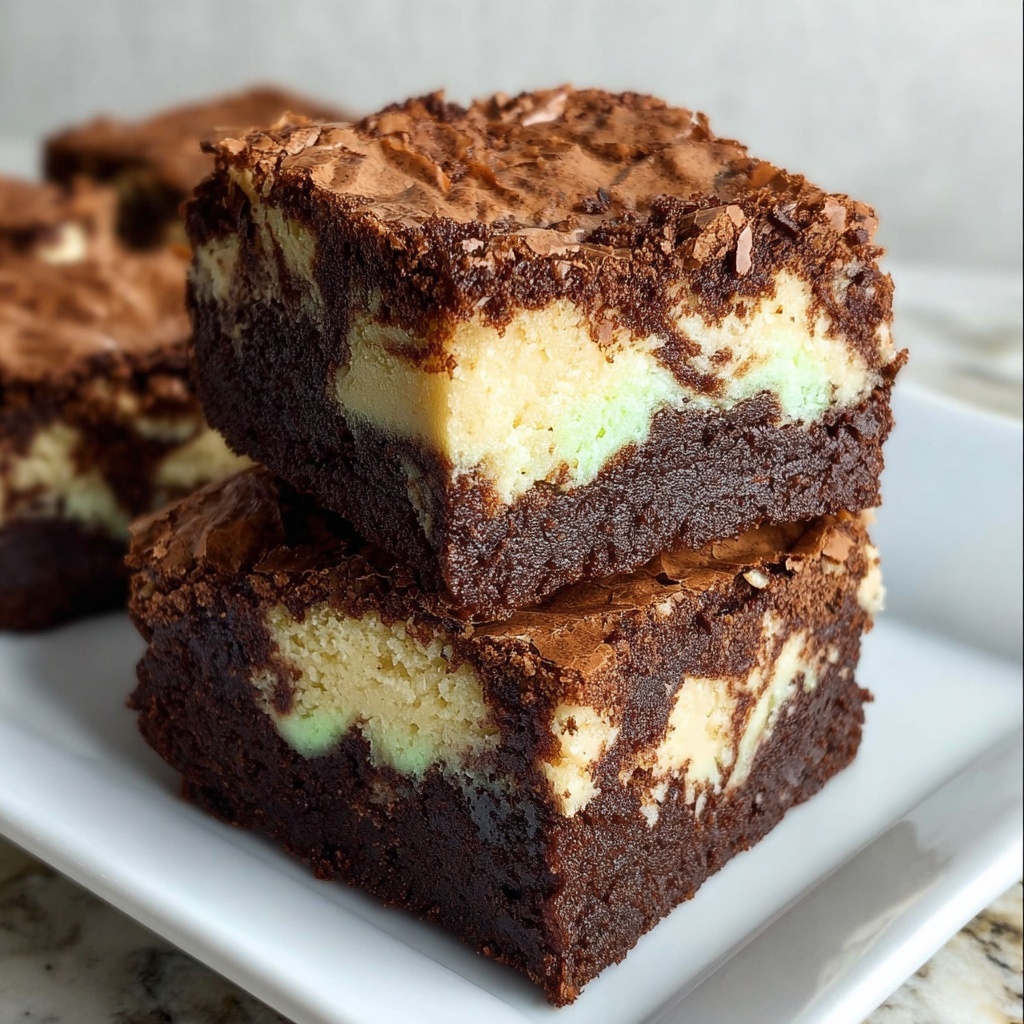 Fudgy Mint Chocolate Chip Cheesecake Swirl Brownies Recipe - Recipe Image