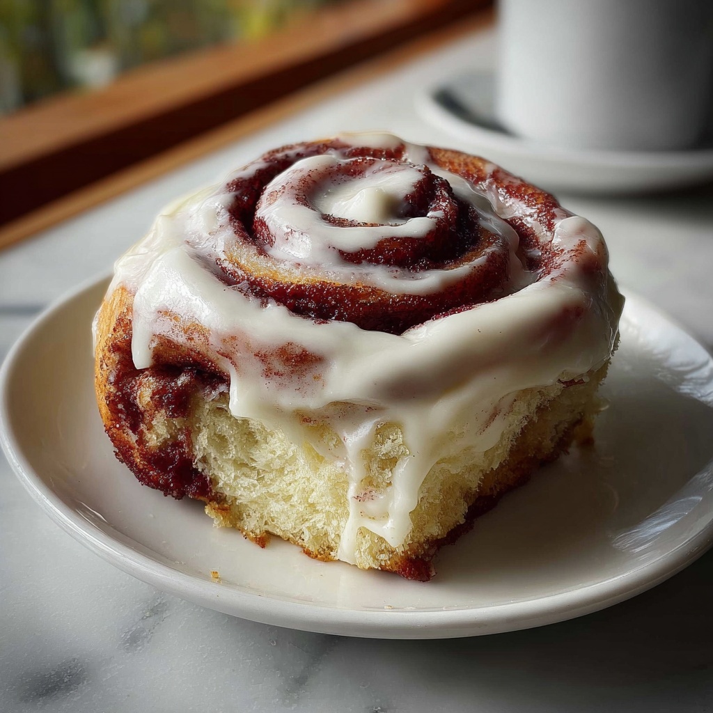 Red Velvet Cinnamon Rolls with Cream Cheese Icing Recipe - Recipe Image
