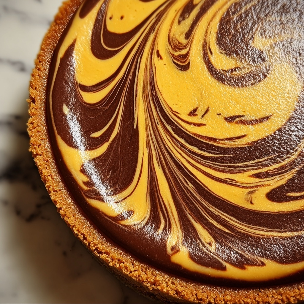 Pumpkin Chocolate Swirl Cheesecake Recipe - Recipe Image
